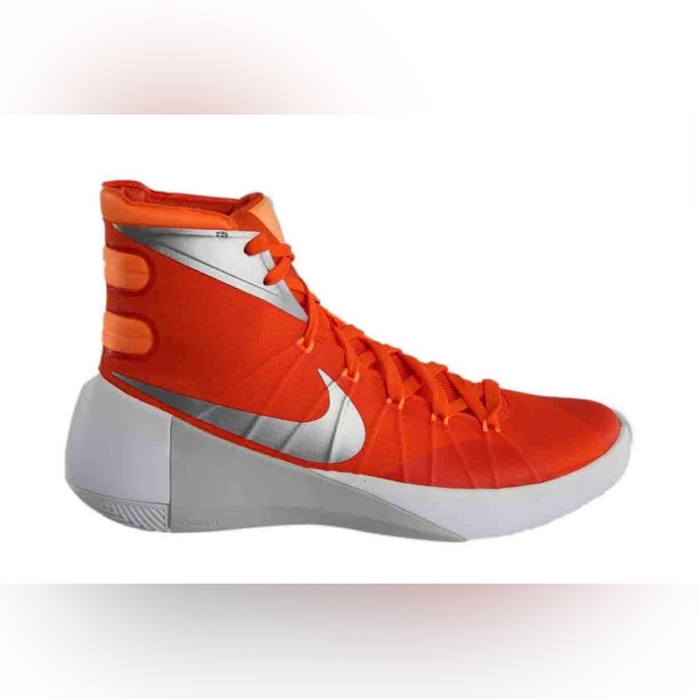 Nike Hyperdunk 2015 TB Orange Blaze athletic shoe size 8 metallic silver laces